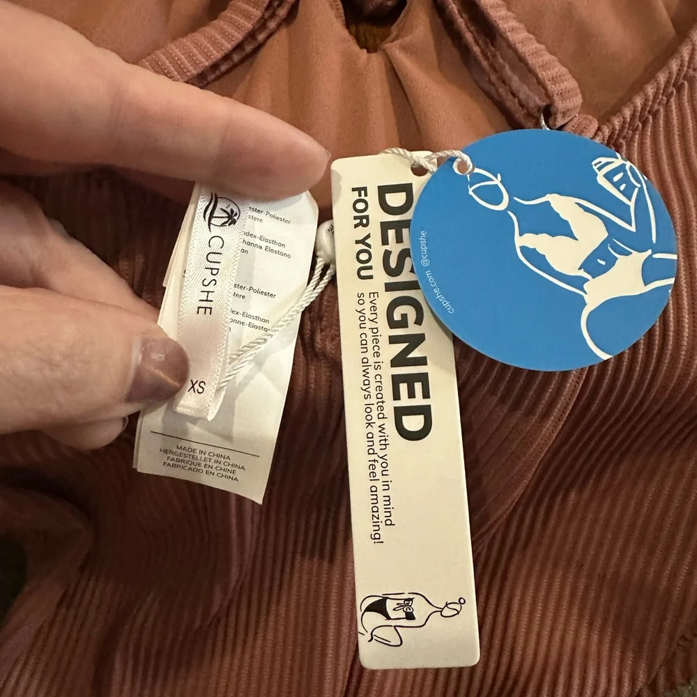 CUPSHE Solid Color V Neck Lace Up One Piece Swimsuit Size XS - Picture 10 of 10